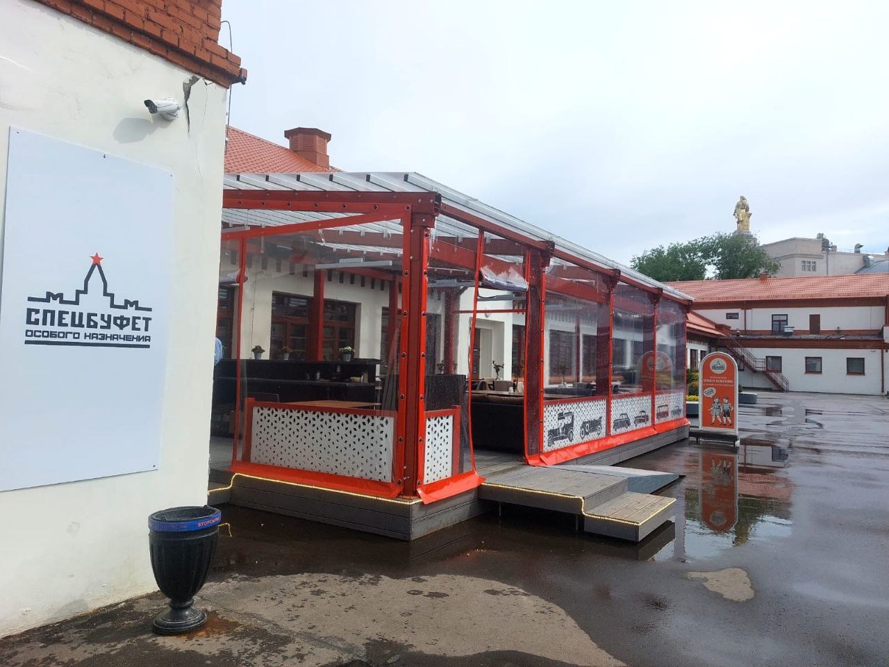 ПВХ шторы для летней террасы кафе в посёлке Марусино