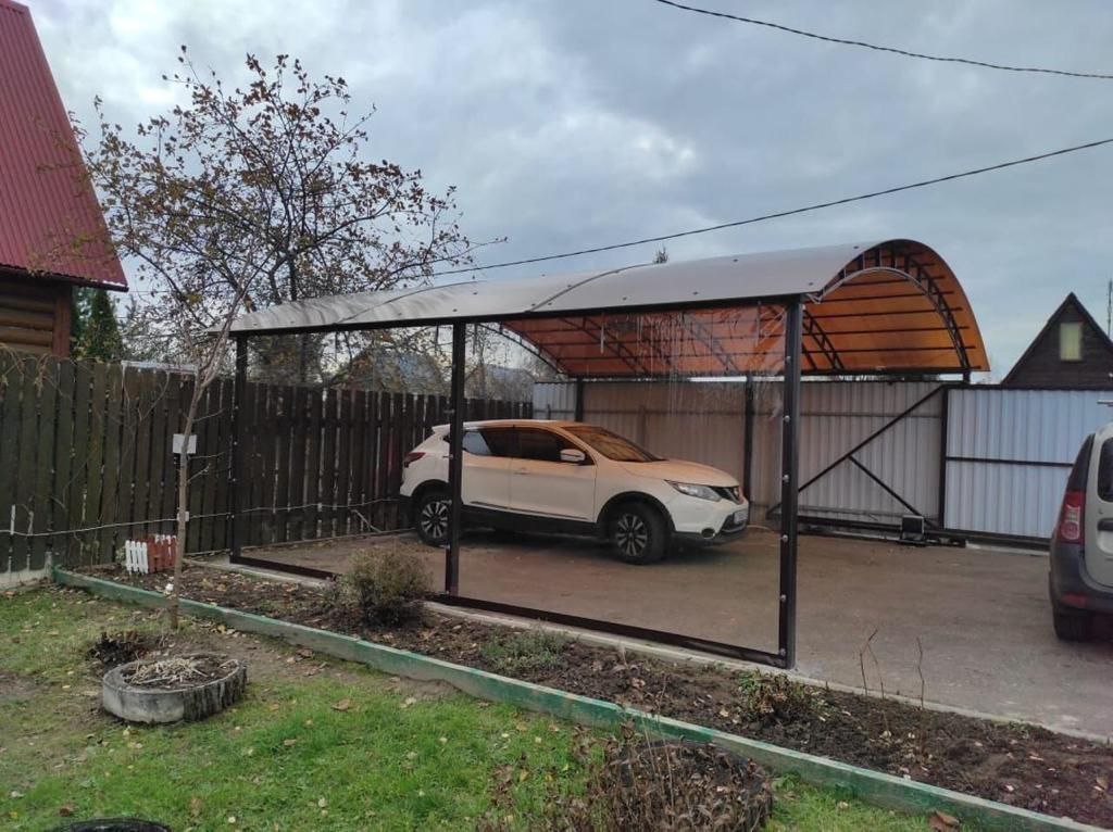 Прозрачные шторы ПВХ для навеса под автомобиль в посёлке Марусино